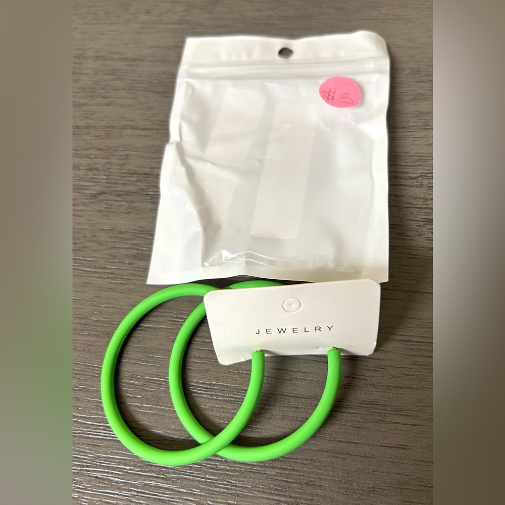 Lime Green Medium Sized Hoop Earrings
